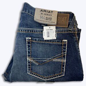 Ariat M4 Relaxed Boot Cut Jeans Mens 36x30 Stretch Denim NWT Pine Dark Wash Navy